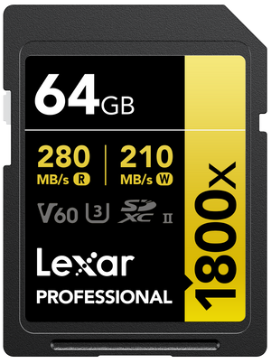 Lexar Card de Memorie SDXC Professional 1800X U3 UHS-II R280/W210 (V60) 64GB