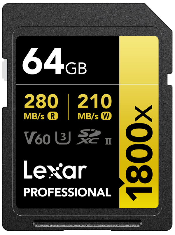 Lexar Card de Memorie SDXC Professional 1800X U3 UHS-II R280/W210 (V60) 64GB
