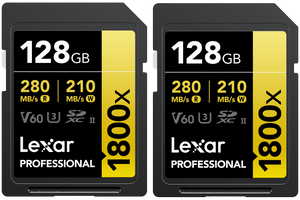 Lexar SDXC Pro 1800x UHS-II V60 128GB – 2 Pack