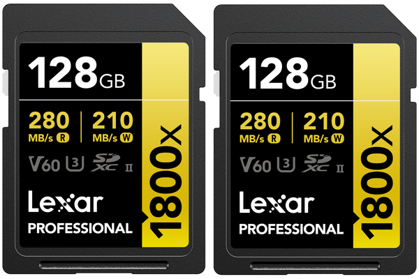 Lexar SDXC Pro 1800x UHS-II V60 128GB – 2 Pack