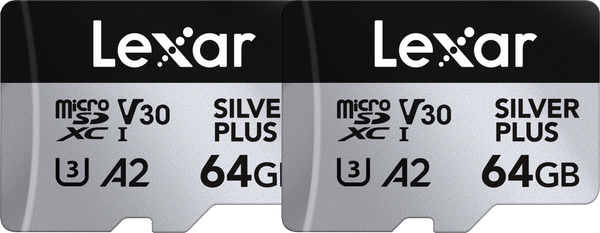Lexar Profesional Silver Plus Card de Memorie microSDXC 64GB UHS-I V30 - 2 Pack