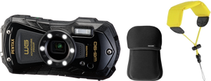Kit Pentax WG-90 Aparat Foto Subacvatic Negru - Include Curea si Husa