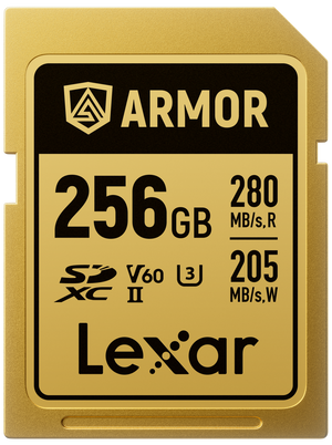 Lexar ARMOR Gold Card de memorie SDXC UHS-II U3 IP68 R280/W210 V60 256GB Otel Inoxidabil
