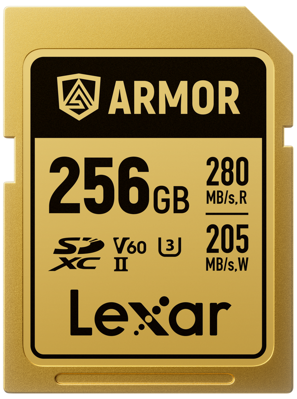 Lexar ARMOR Gold Card de memorie SDXC UHS-II U3 IP68 R280/W210 V60 256GB Otel Inoxidabil