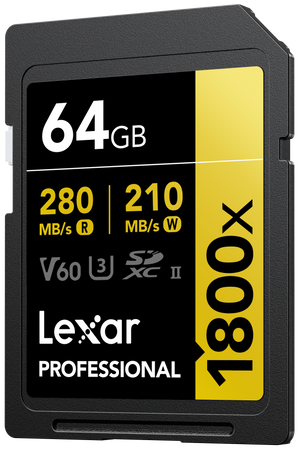 Lexar Card de Memorie SDXC Professional 1800X U3 UHS-II R280/W210 (V60) 64GB
