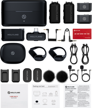 Hollyland LARK MAX 2 Combo + Căști de monitorizare + Camera RX + USB-C RX