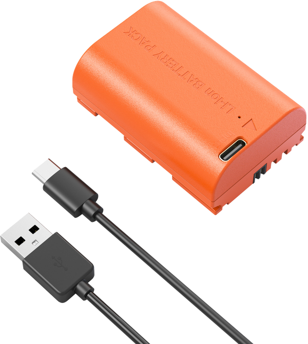 SmallRig 5407 Acumulator reincarcabil pentru cameră Canon LP-E6P cu USB-C Portocaliu