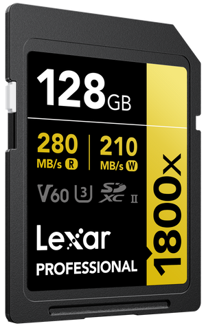 Lexar Card de Memorie SDXC Professional 1800X U3 UHS-II  R280/W210 (V60) 128GB