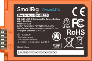 SmallRig 4967 Acumulator Reincarcabil cu USB-C tip Nikon tip EN-EL25 Portocaliu