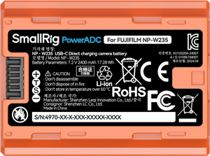 SmallRig 4970 Acumulator Reincarcabil cu USB-C pentru Fujifilm tip NP-W235 Portocaliu