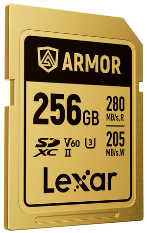 Lexar ARMOR Gold Card de memorie SDXC UHS-II U3 IP68 R280/W210 V60 256GB Otel Inoxidabil