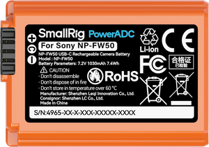 SmallRig 4965 Acumulator Reincarcabil cu USB-C tip NP-FW50 Portocaliu