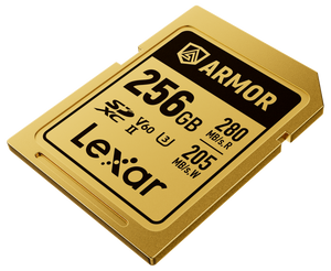 Lexar ARMOR Gold Card de memorie SDXC UHS-II U3 IP68 R280/W210 V60 256GB Otel Inoxidabil