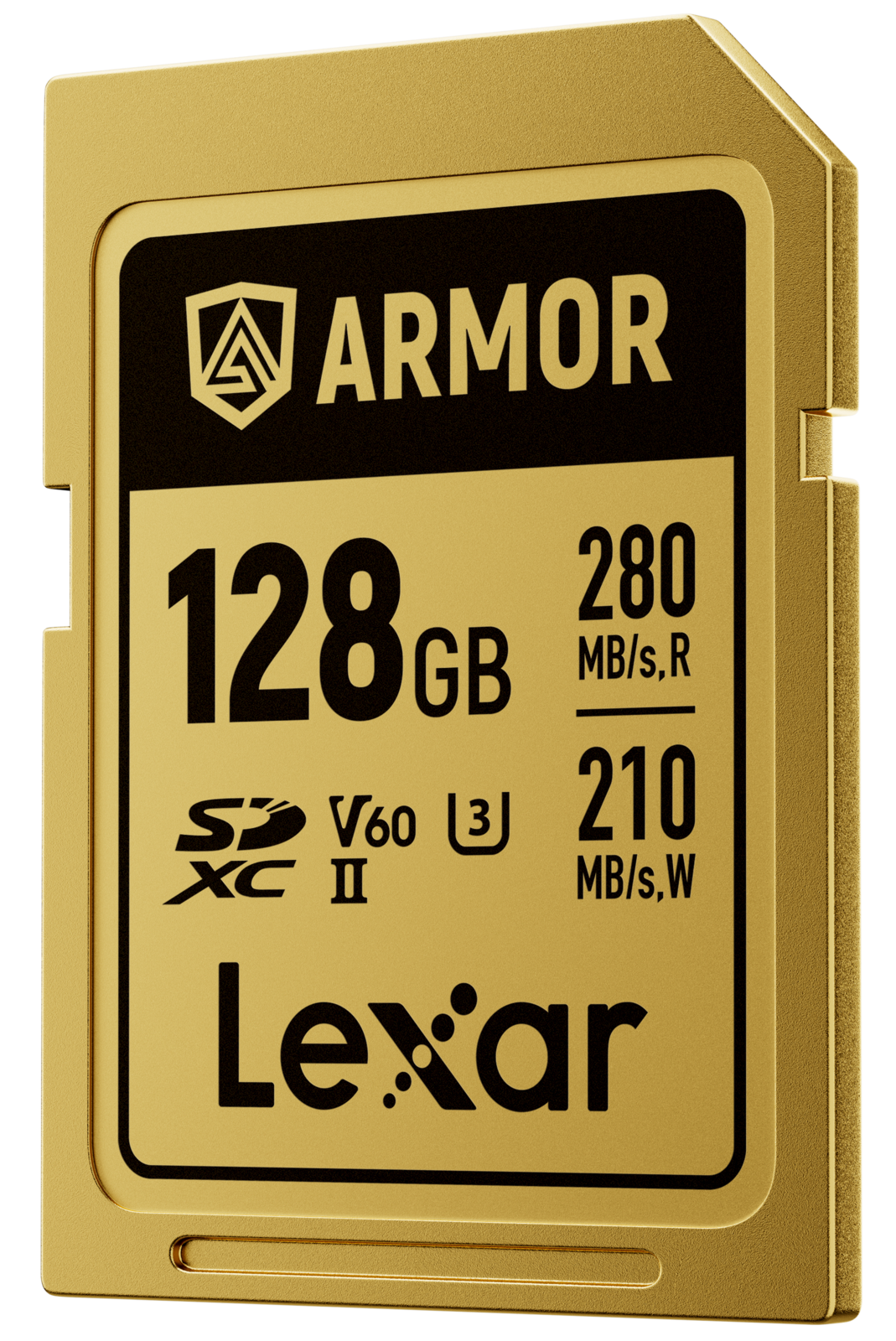 Lexar ARMOR Gold Card de Memorie SDXC UHS-II 128GB – Oțel Inoxidabil IP68, V60, R280/W205 MB/s
