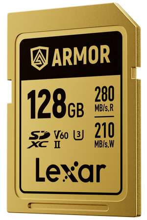 Lexar ARMOR Gold Card de Memorie SDXC UHS-II 128GB – Oțel Inoxidabil IP68, V60, R280/W205 MB/s