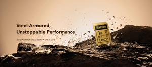 Lexar ARMOR Gold Card de Memorie SDXC UHS-II 128GB – Oțel Inoxidabil IP68, V60, R280/W205 MB/s