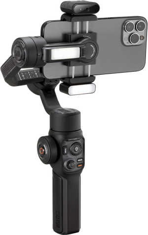 Gimbal Zhiyun Smooth 5S AI Pro, stabilizator profesional pe 3 axe pentru smartphone, mod Vortex 360 grade și lumină LED, disponibil pe gphoto.ro