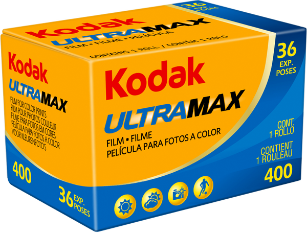 Kodak Ultra Max ISO 400 35mm, film negativ color 36 cadre, film foto analogic de mare sensibilitate, procesare C-41.