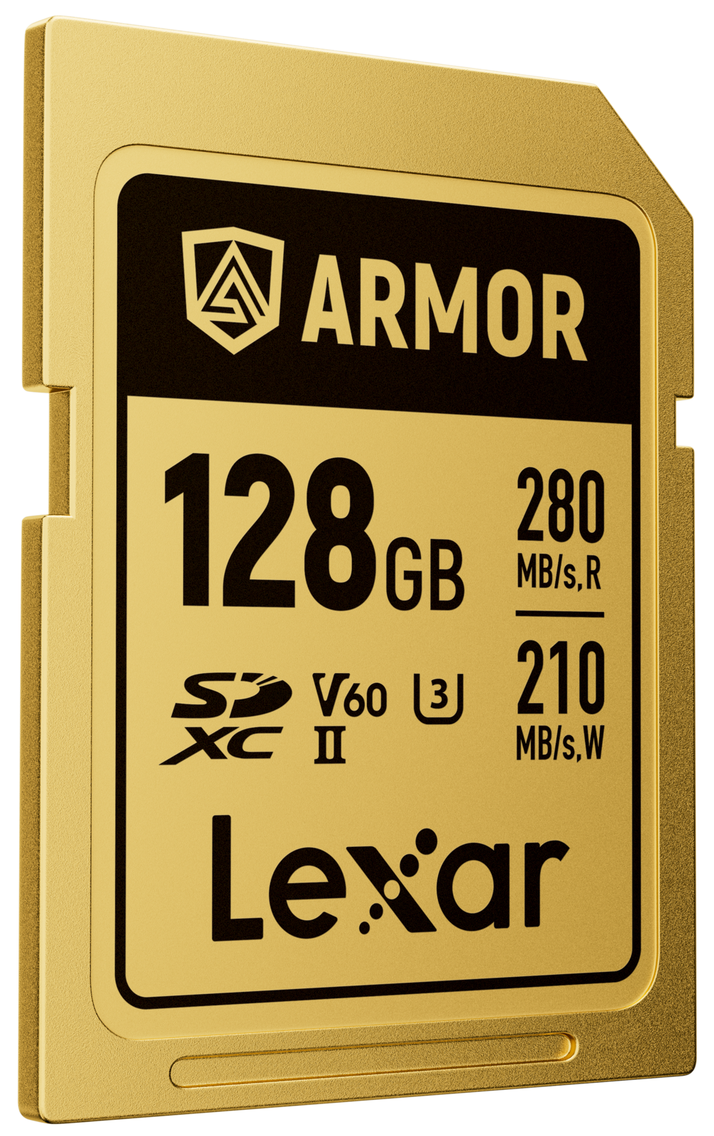 Lexar ARMOR Gold Card de Memorie SDXC UHS-II 128GB – Oțel Inoxidabil IP68, V60, R280/W205 MB/s
