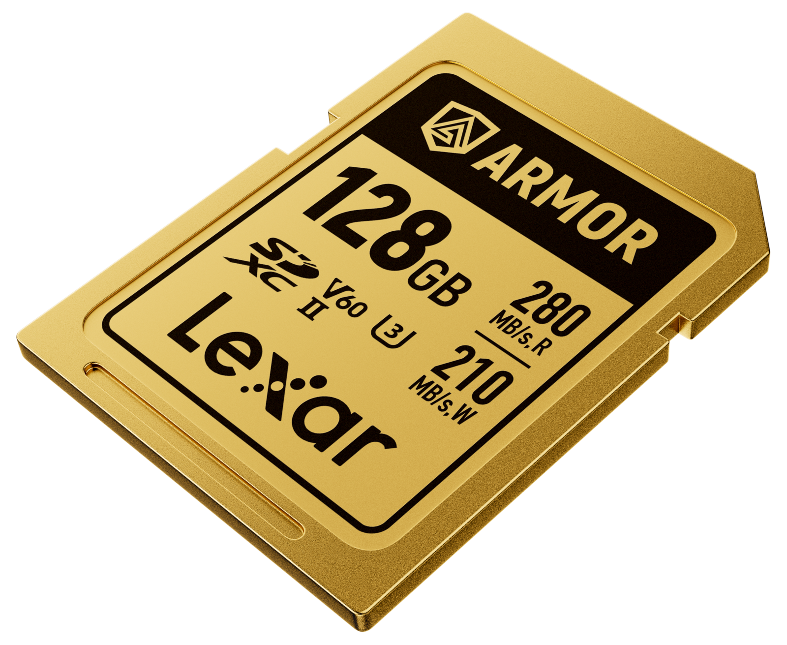 Lexar ARMOR Gold Card de Memorie SDXC UHS-II 128GB – Oțel Inoxidabil IP68, V60, R280/W205 MB/s