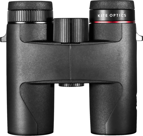 Binoclu profesional Kite Optics Lynx HD+ negru, vedere frontală pe fundal transparent cu branding vizibil, ideal pentru natură și vânătoare gphoto.ro