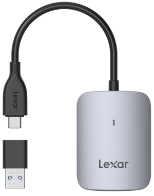 Cititor de carduri Lexar CFexpress Type A LRW515U cu cablu USB-C integrat și adaptor