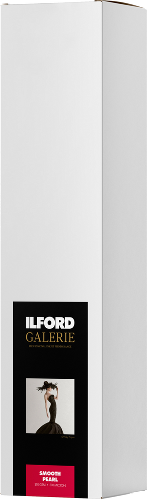 Cutie verticală albă de protecție pentru rola de hârtie foto profesională Ilford Galerie Smooth Pearl 310gsm, format 61cm x 27m.