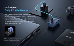 Charging system with USB-C cable and smartphone on a dark surface