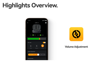 Smartphone displaying volume adjustment app with app icon on a white background