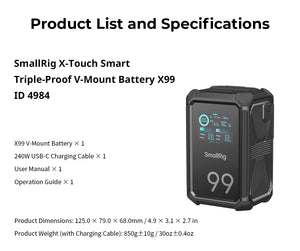 SmallRig 4984 Baterie X-Touch Smart Triple-Proof V-Mount X99