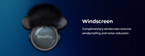 SmallRig windscreen with text on a blue background