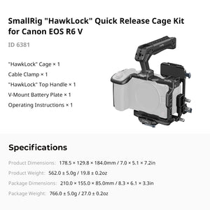SmallRig  6379 HawkLock Quick Release Cage Kit for Canon EOS R6 V