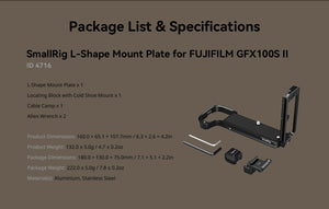 SmallRig  4716 L-Shape Mount Plate for FUJIFILM GFX100S II