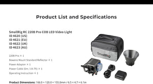 Smallrig 4621 RC 220B Pro Cob Lampa LED Bicolor 220W