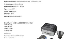 Smallrig 4621 RC 220B Pro Cob Lampa LED Bicolor 220W