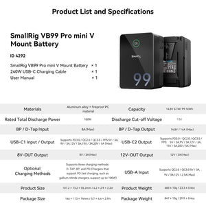 SmallRig VB99 Acumulator Pro Mini V-Mount