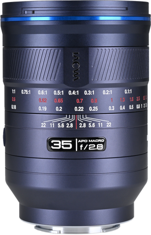 Obiectiv Laowa ACRIS 35mm f/2.8 1X Macro APO cu diafragma f/2.8 si marcaje de focalizare 1:1