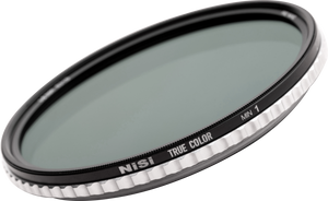Detaliu profil filtru ND variabil NiSi True Color 1-5 stopuri cu ramă bicoloră și marcaj MIN 1