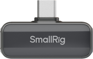 Detaliu receptor sistem wireless SmallRig S-60 cu mufă USB-C pentru conectarea directă la telefon sau tabletă.