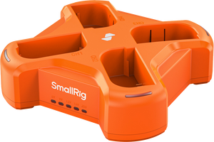 Încărcător portocaliu cu 4 canale SmallRig 4838 pentru baterii de cameră Canon.