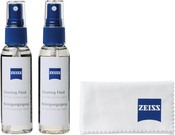 Set kit curatare obiective foto ZEISS cu 2 flacoane spray si laveta albastru microfibra gphoto.ro